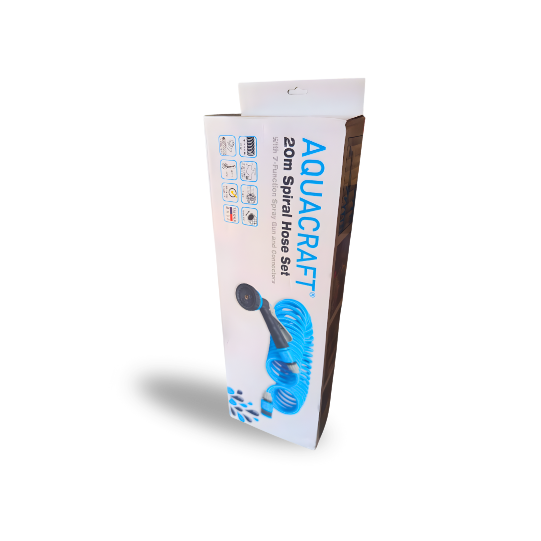 20m Coiled Hose Set with 7-Mode Spray Gun & Wall Mount