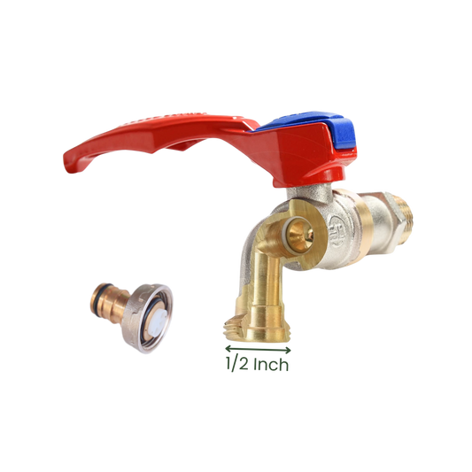 1/2 Inch Heavy-Duty Nickel Finish Copper Faucet with Red Handle