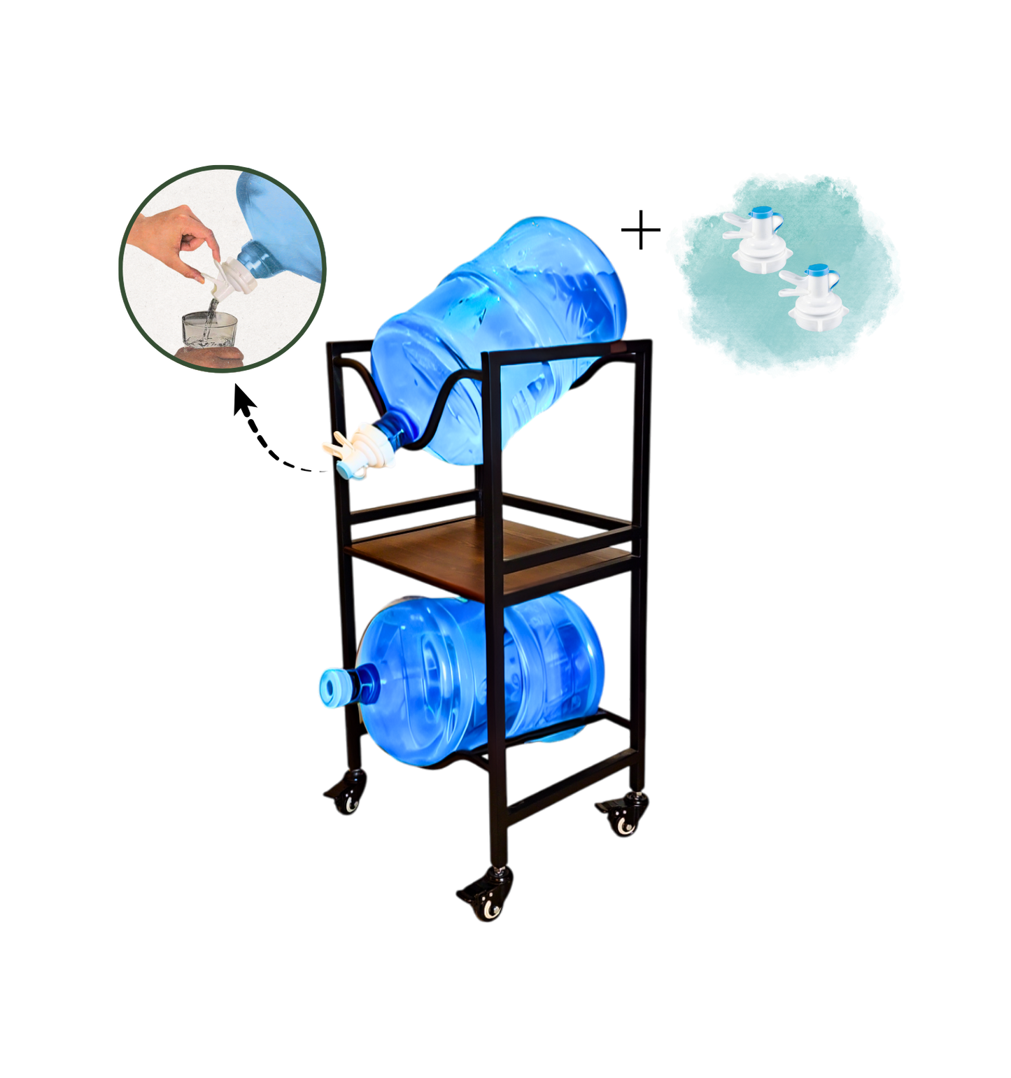 2-Tier WaterRack™ EasyFlow with Wheels & Brakes + 2x Water Jug Valve