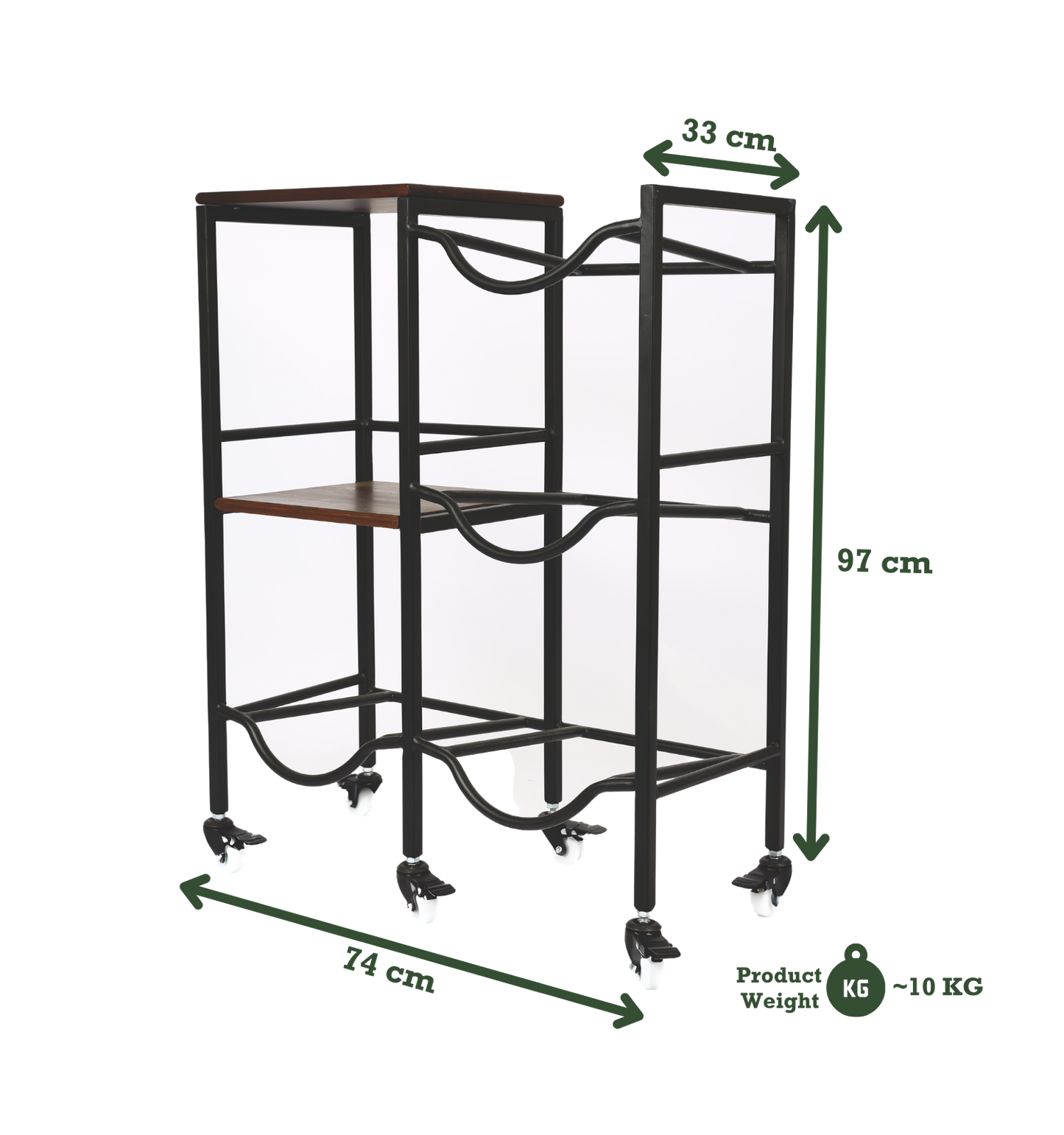 Dual 3-Tier WaterRack™ Premium with 2 Natural Wood Shelves, Wheels & Brakes