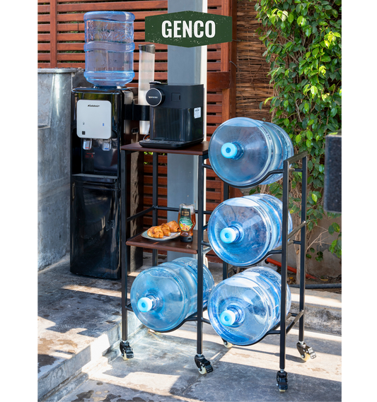 Dual 3-Tier WaterRack™ Premium with 2 Natural Wood Shelves, Wheels & Brakes