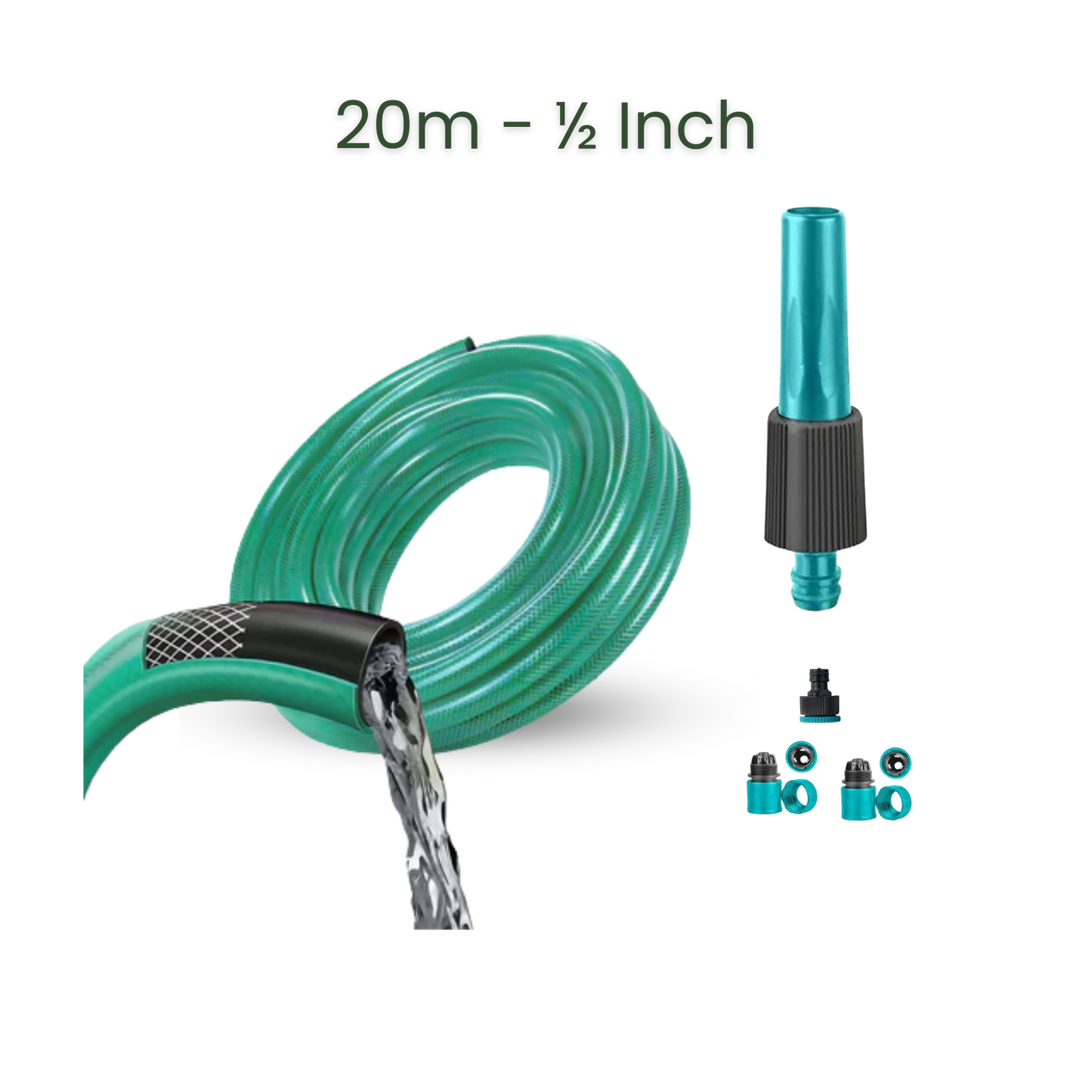 Bundle | 20m Heavy Duty PVC Hose + Sprayer + Connectors