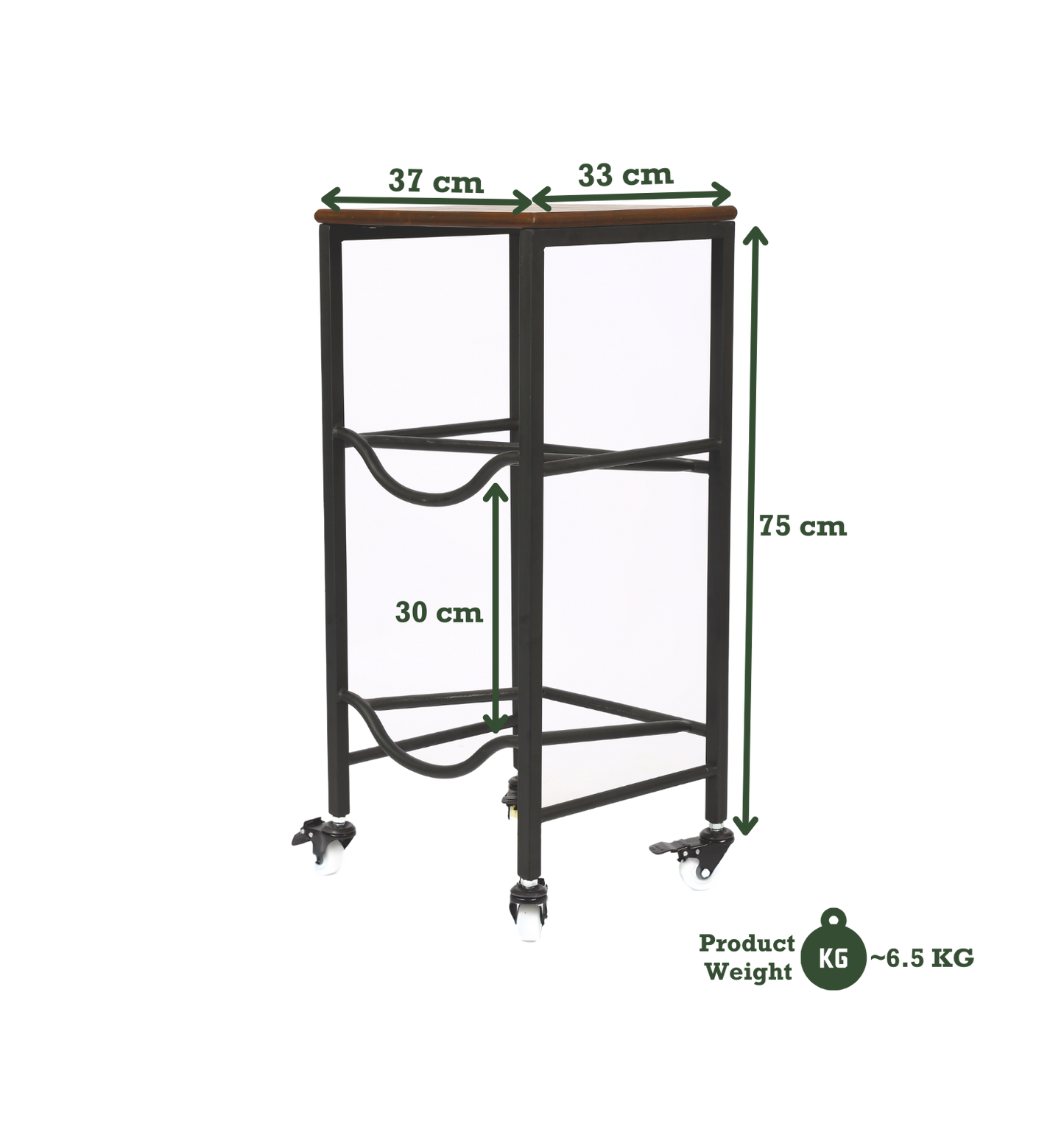 2-Tier WaterRack™ Premium with Natural Wood Shelf, Wheels & Brakes
