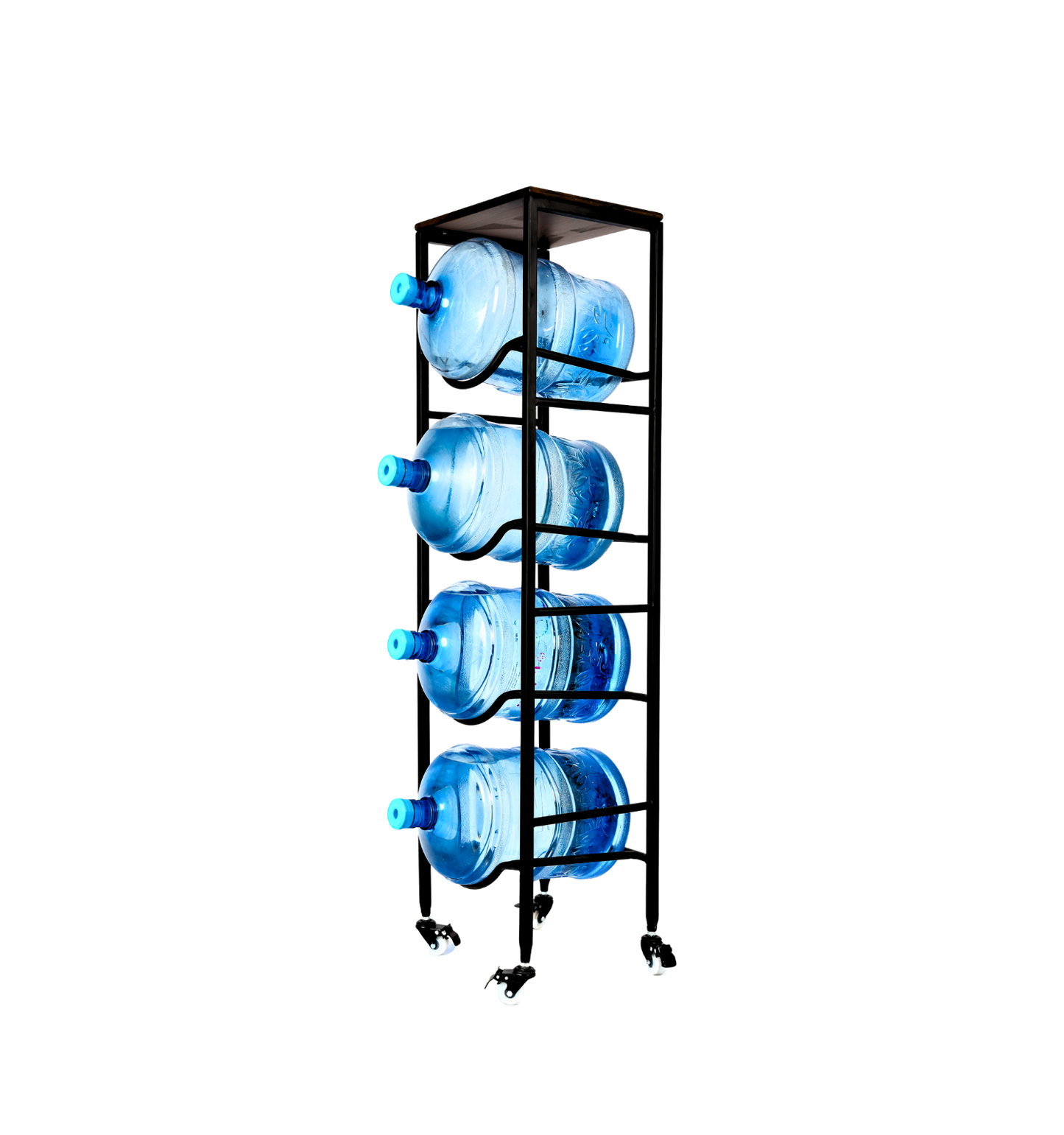4-Tier WaterRack™ Premium with Natural Wood Shelf, Wheels & Brakes
