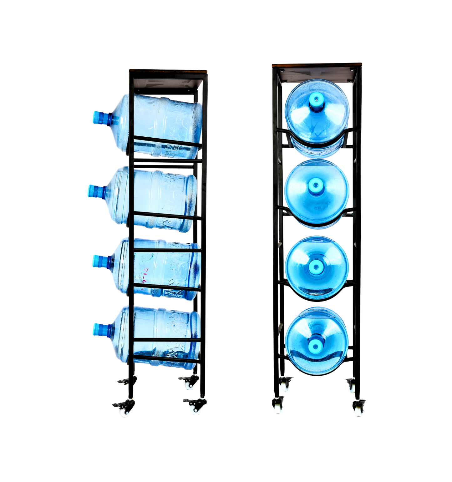 4-Tier WaterRack™ Premium with Natural Wood Shelf, Wheels & Brakes