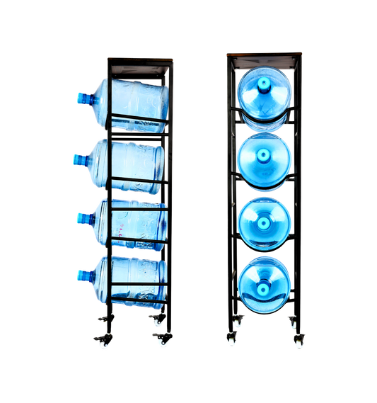 4-Tier WaterRack™ Premium with Natural Wood Shelf, Wheels & Brakes