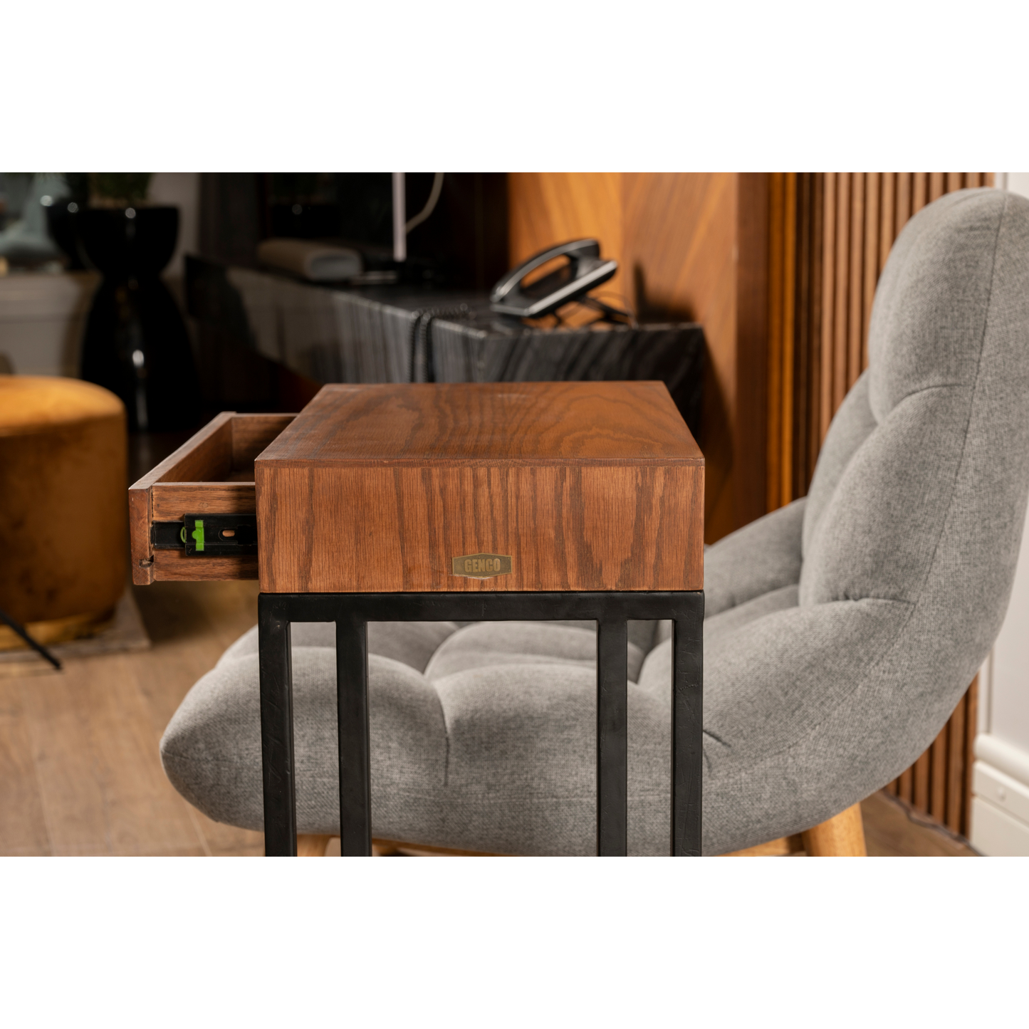 OakSteel Mini Drawer C-Table