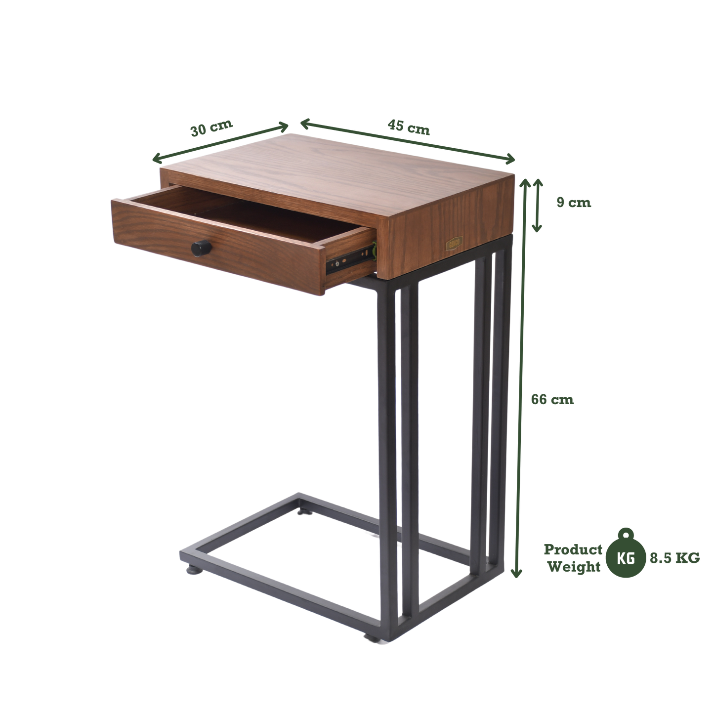 OakSteel Mini Drawer C-Table