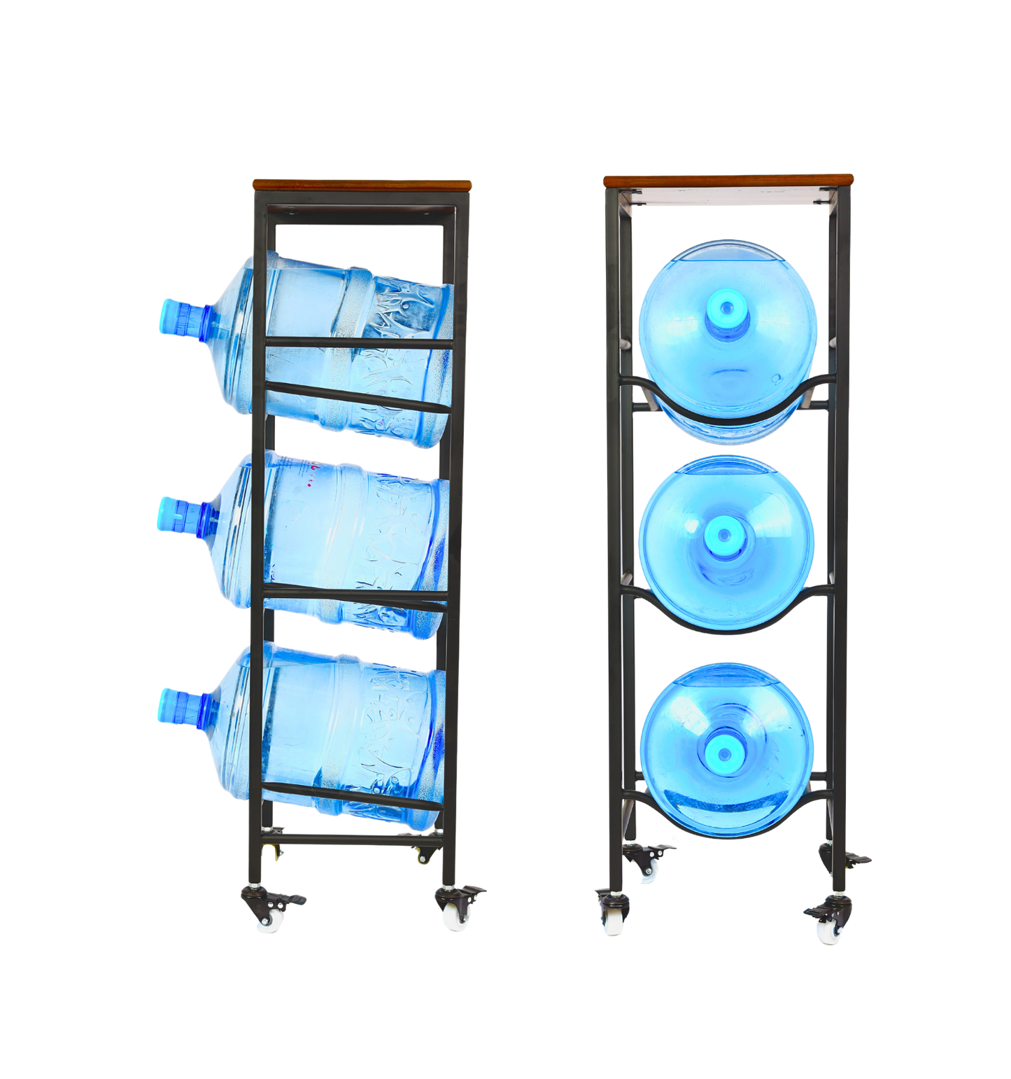 3-Tier WaterRack™ Premium with Natural Wood Shelf, Wheels & Brakes