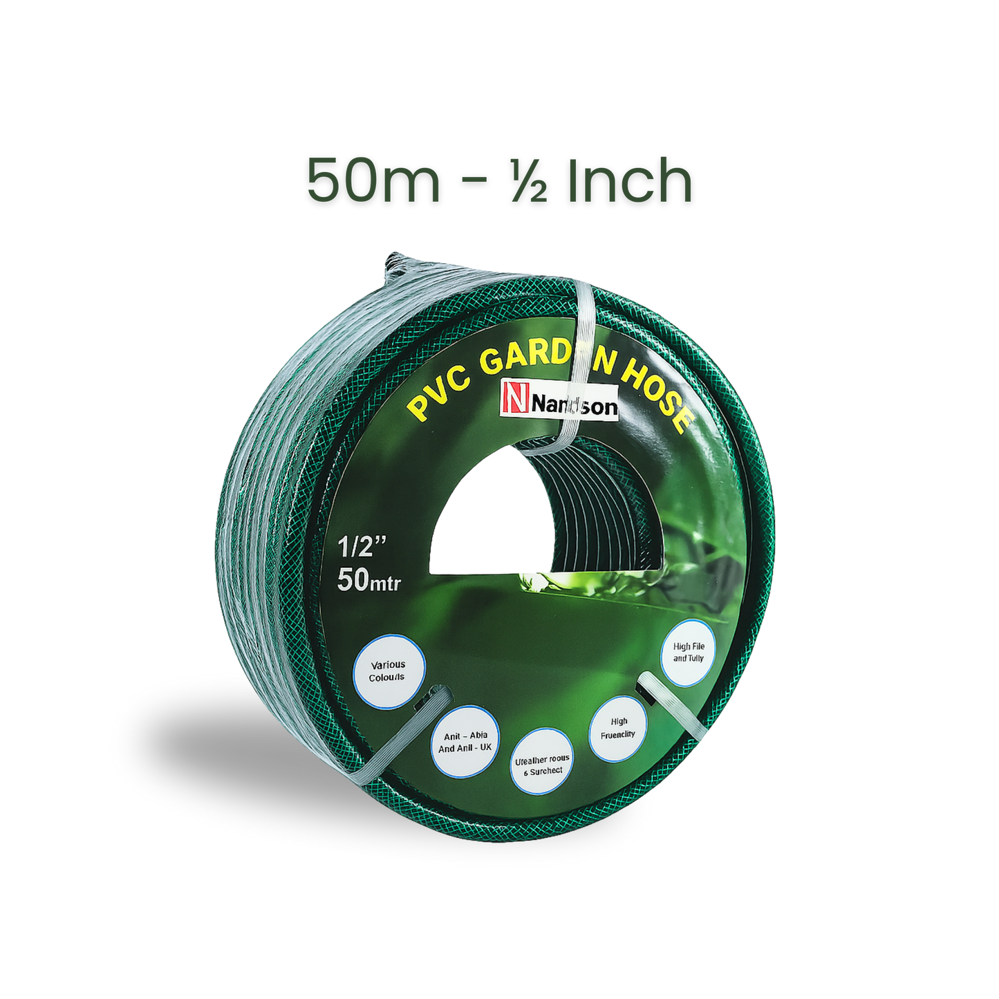 Full Set | Modern Hose Holder + 50m Heavy Duty PVC Hose + 9 Mode Sprayer + Connectors