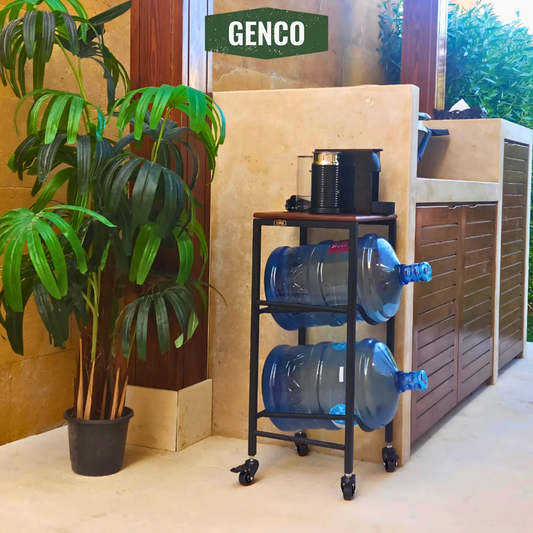 2-Tier WaterRack™ Premium with Natural Wood Shelf, Wheels & Brakes