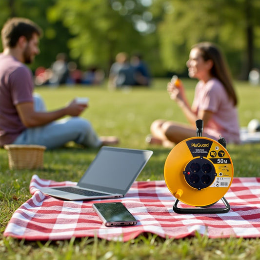 Heavy-Duty Cable Reel – 50m, Water-Resistant, 4 Sockets