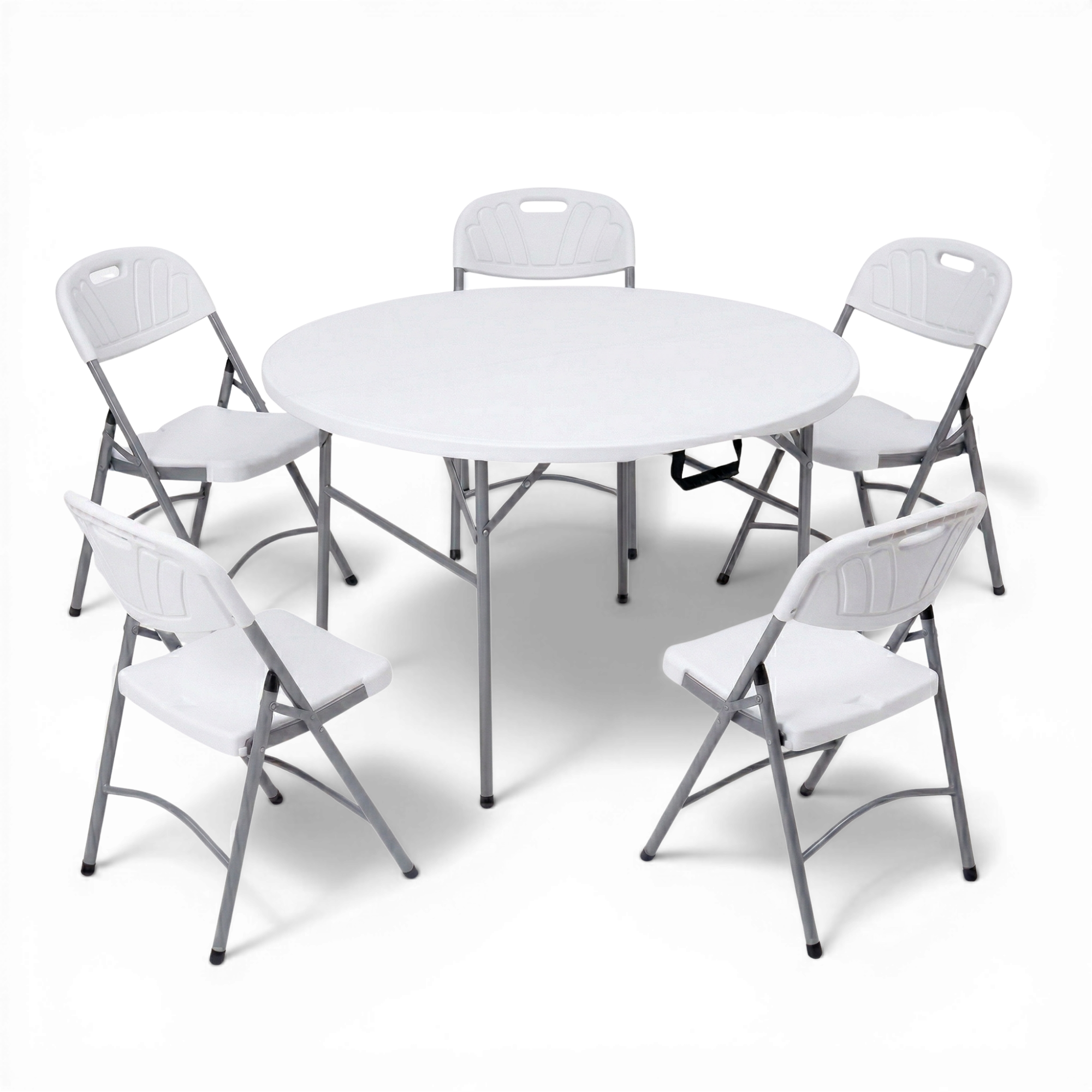 6-Piece Indoor/Outdoor Folding Dining Set (120x60cm Round Table + 5 Chairs)