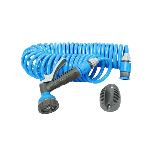 20m Coiled Hose Set with 7-Mode Spray Gun & Wall Mount
