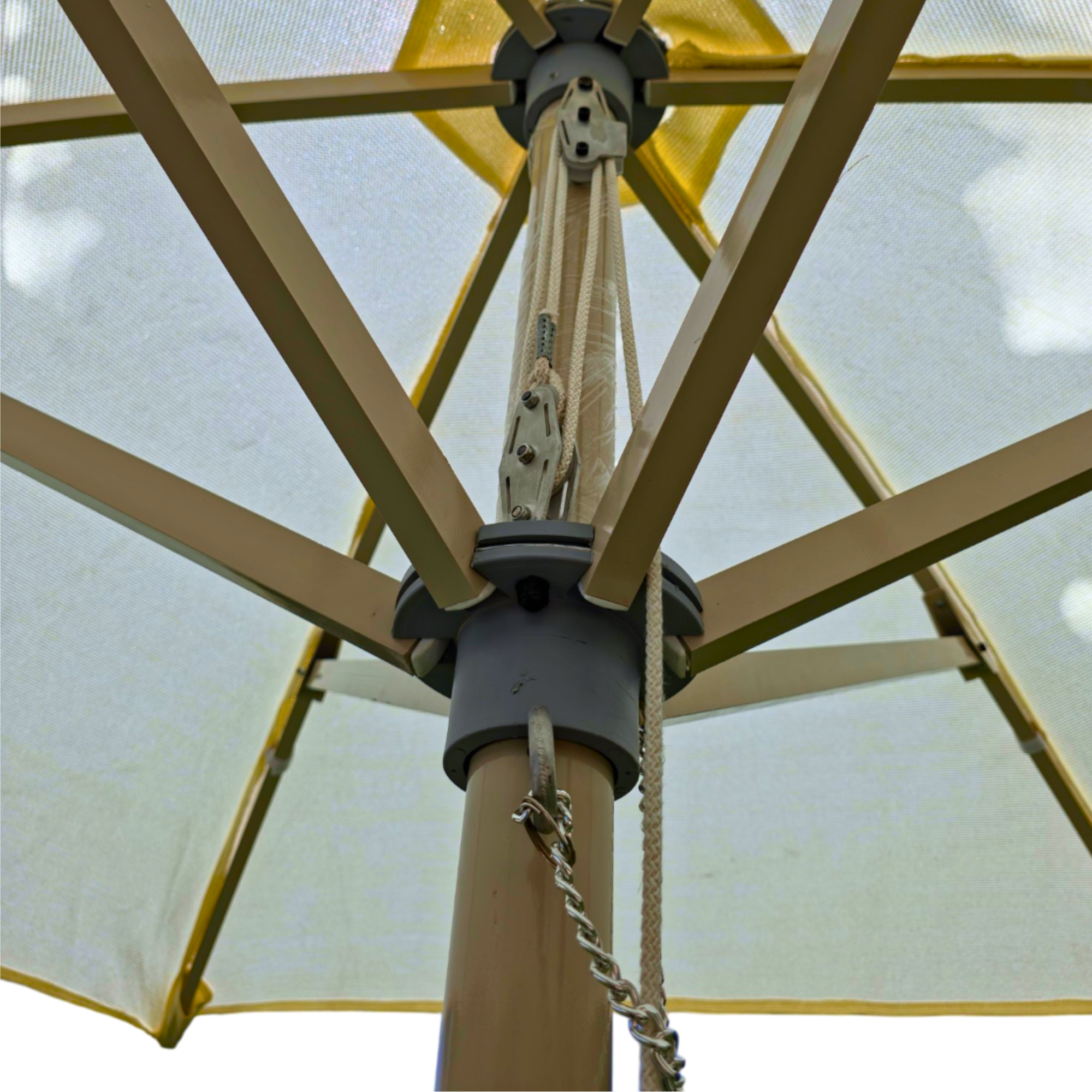 2.6m Aluminum Modern HDPE Mesh Umbrella – Easy-Pull Rope Mechanism | With Heavy-Duty Marble Base
