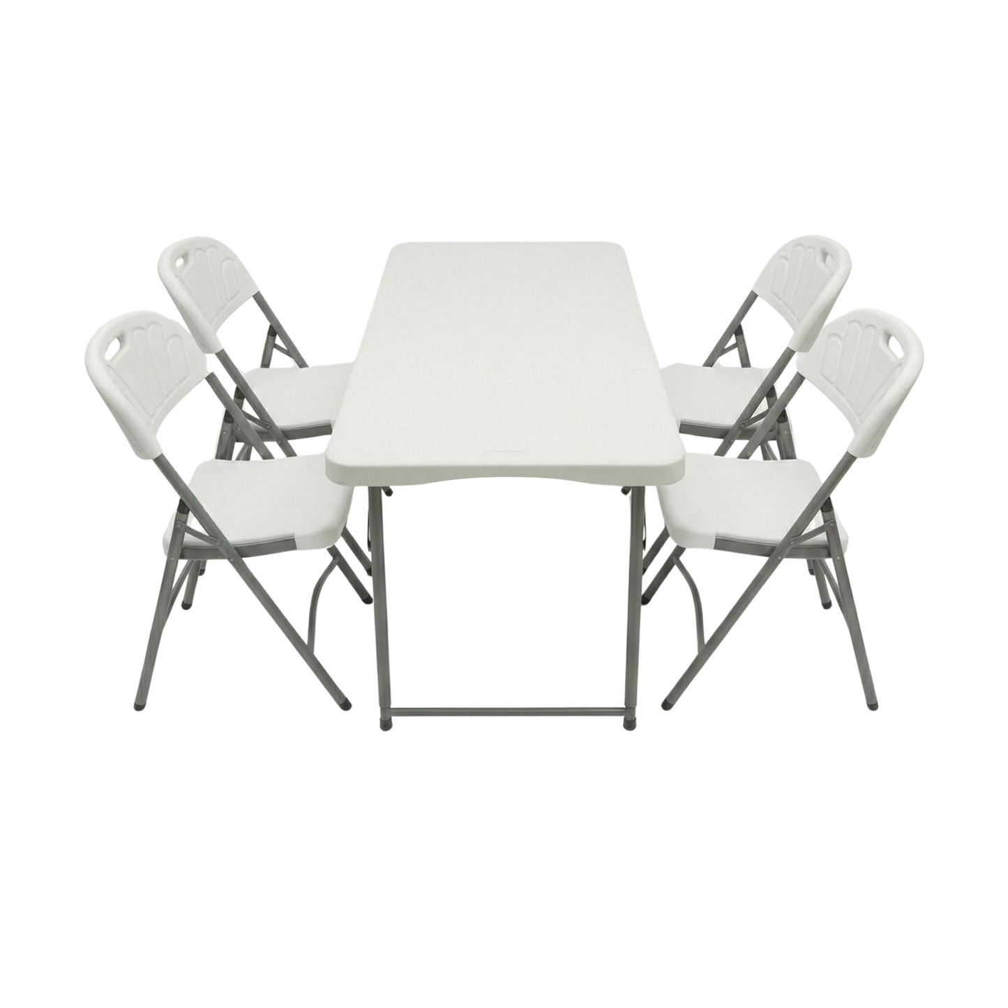 5-Piece Indoor/Outdoor Folding Dining Set (120x60cm Table + 4 Chairs)