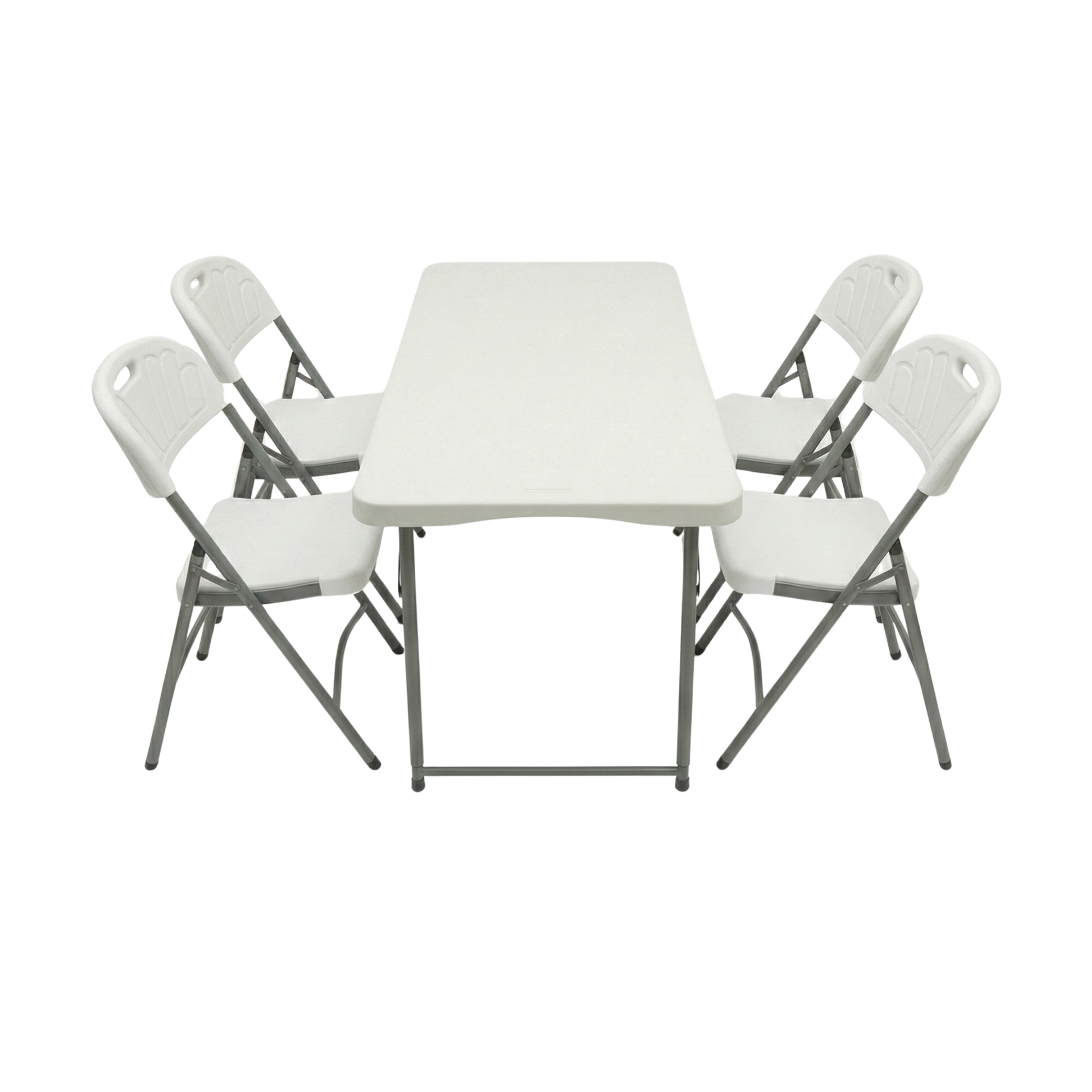 5-Piece Indoor/Outdoor Folding Dining Set (120x60cm Table + 4 Chairs)