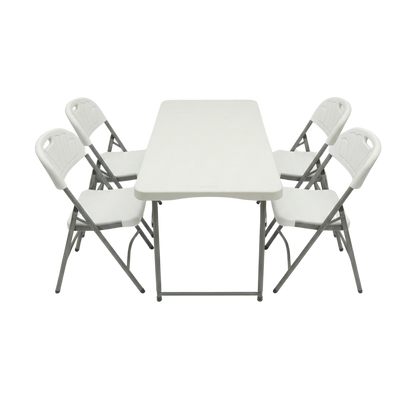 5-Piece Indoor/Outdoor Folding Dining Set (120x60cm Table + 4 Chairs)