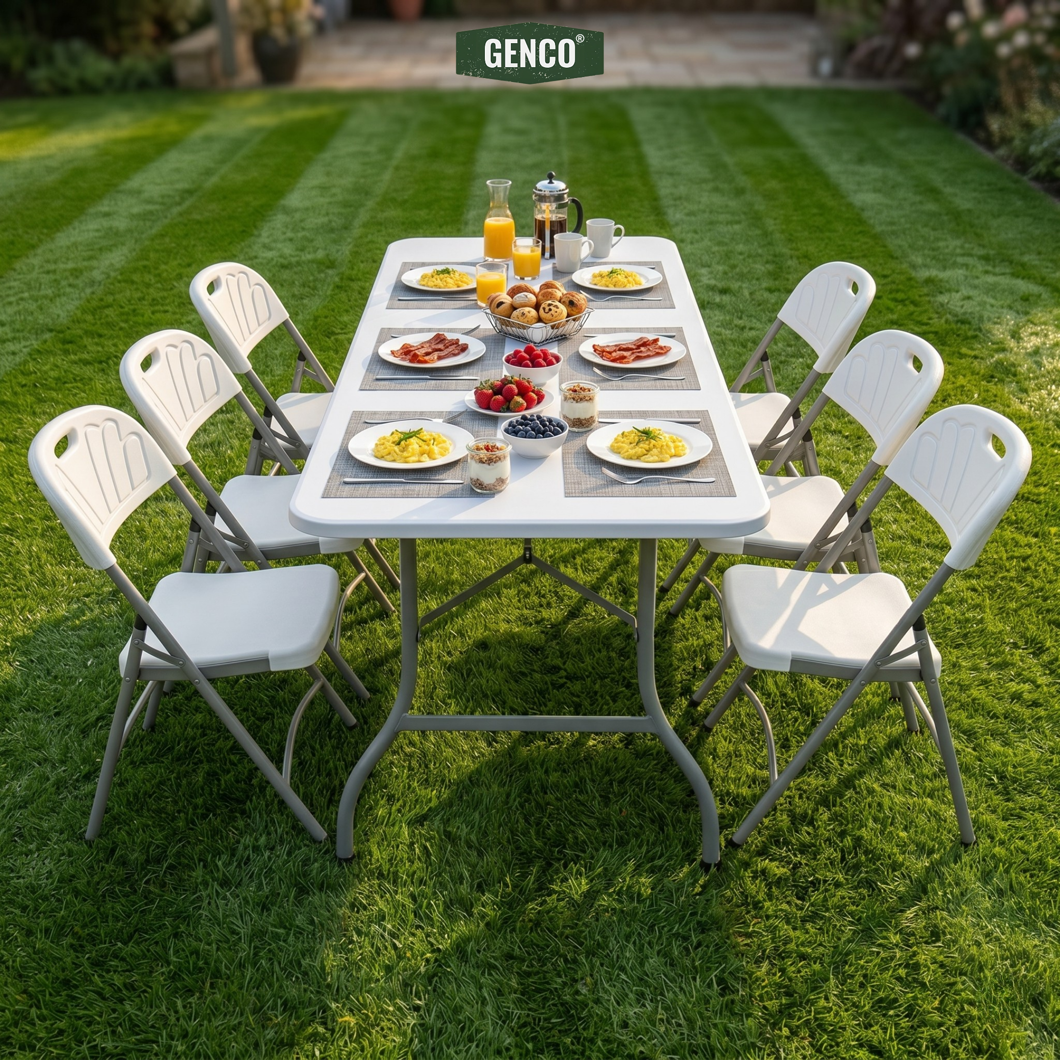 180x70cm Heavy-Duty Folding Dining Set | Table + 6 Chairs