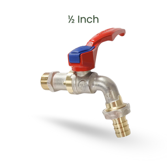 1/2 Inch Heavy-Duty Nickel Finish Copper Faucet with Red Handle