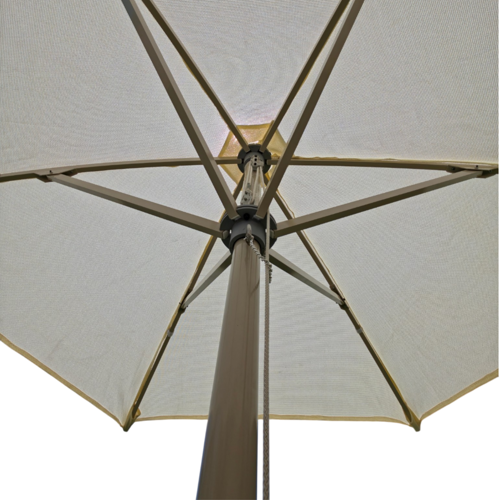 2.6m Aluminum Modern HDPE Mesh Umbrella – Easy-Pull Rope Mechanism | With Heavy-Duty Marble Base