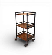 Hudson | 3-Tier Iron & Wood Rack with Wheels & Brakes