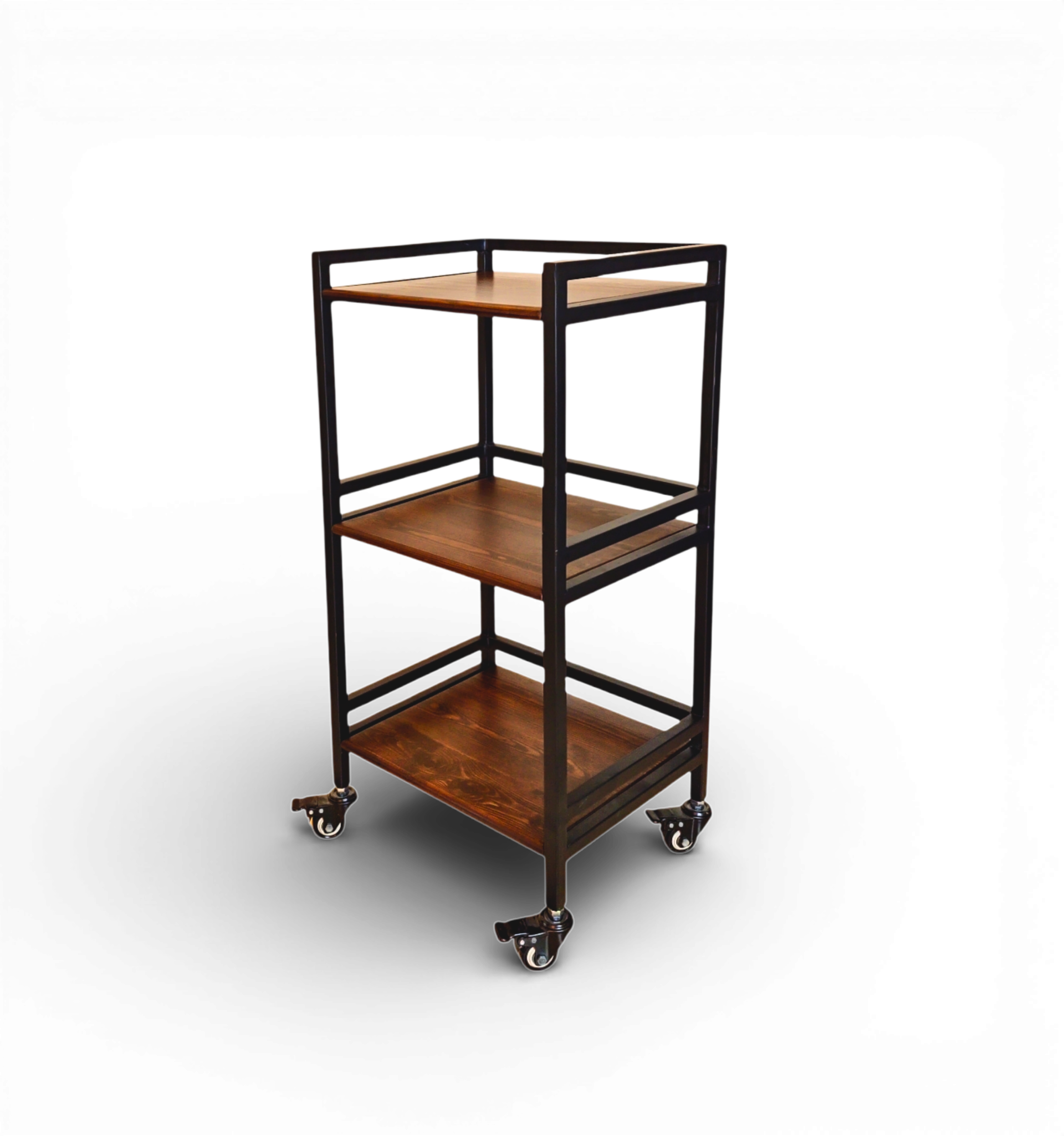 Hudson | 3-Tier Iron & Wood Rack with Wheels & Brakes