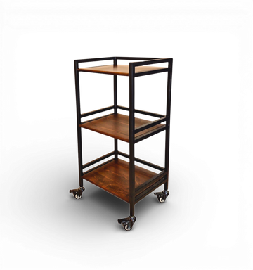 Hudson | 3-Tier Iron & Wood Rack with Wheels & Brakes