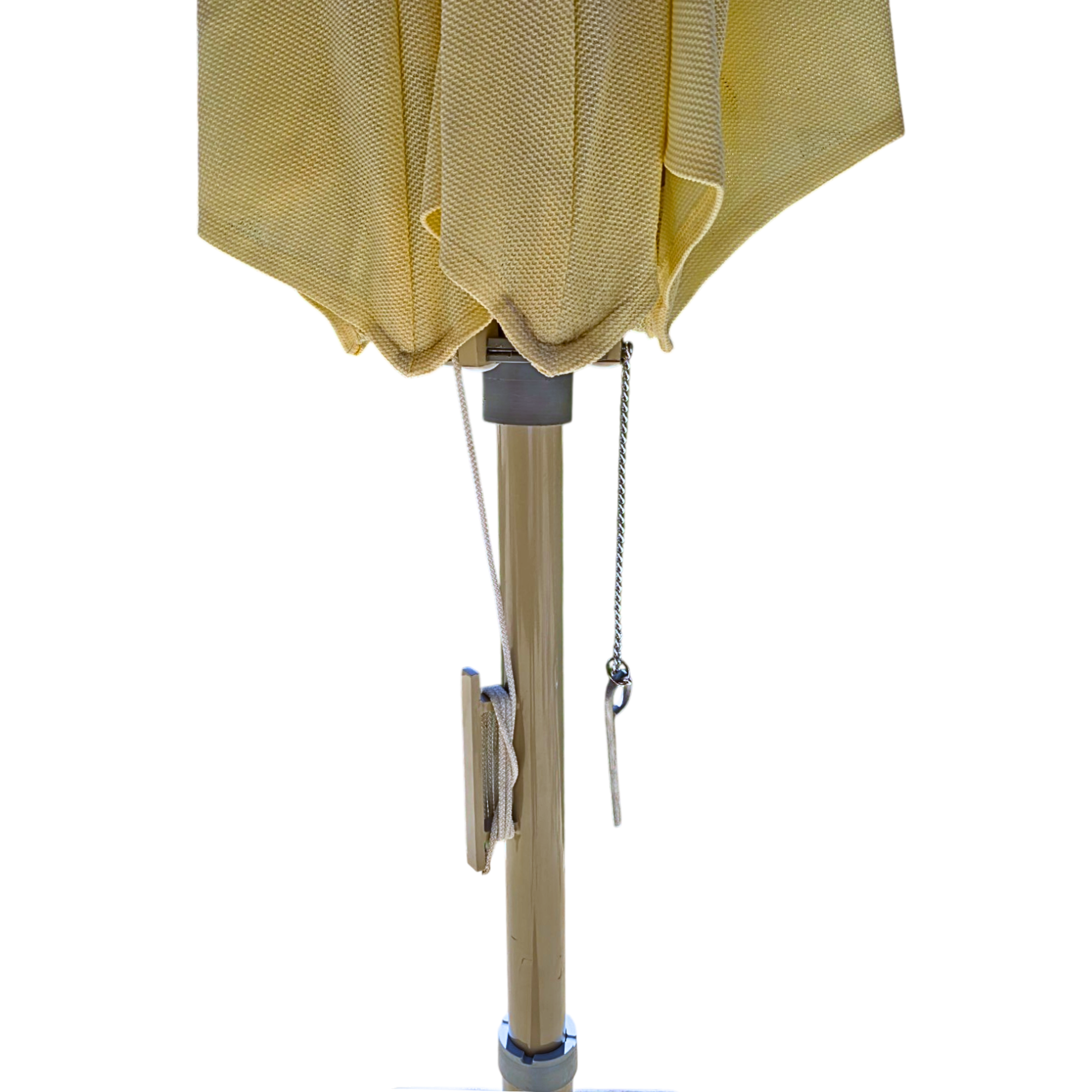 2.6m Aluminum Modern HDPE Mesh Umbrella – Easy-Pull Rope Mechanism | With Heavy-Duty Marble Base