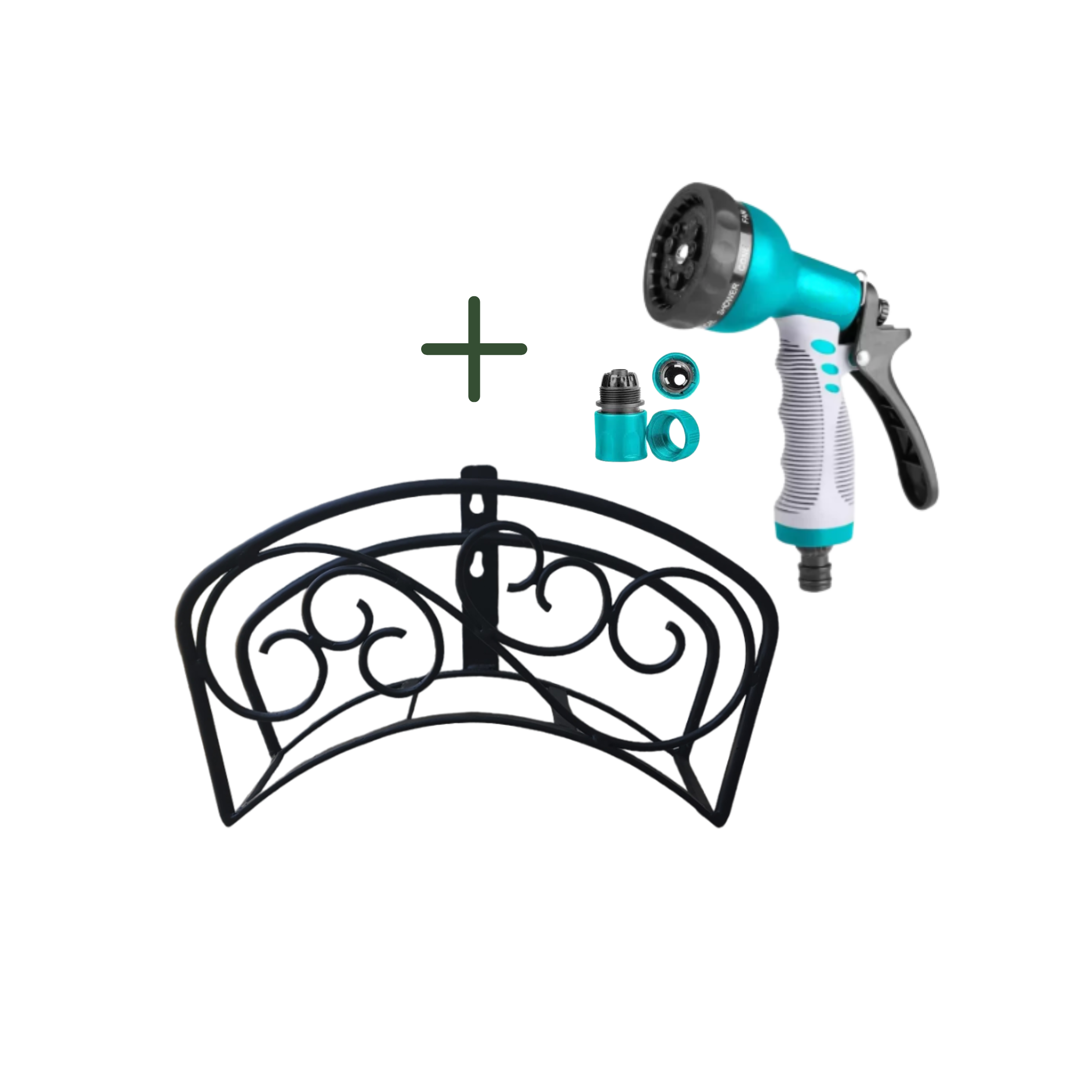 Bundle | Classic Garden Hose Wall Mount Holder + 9 Mode Spray Gun