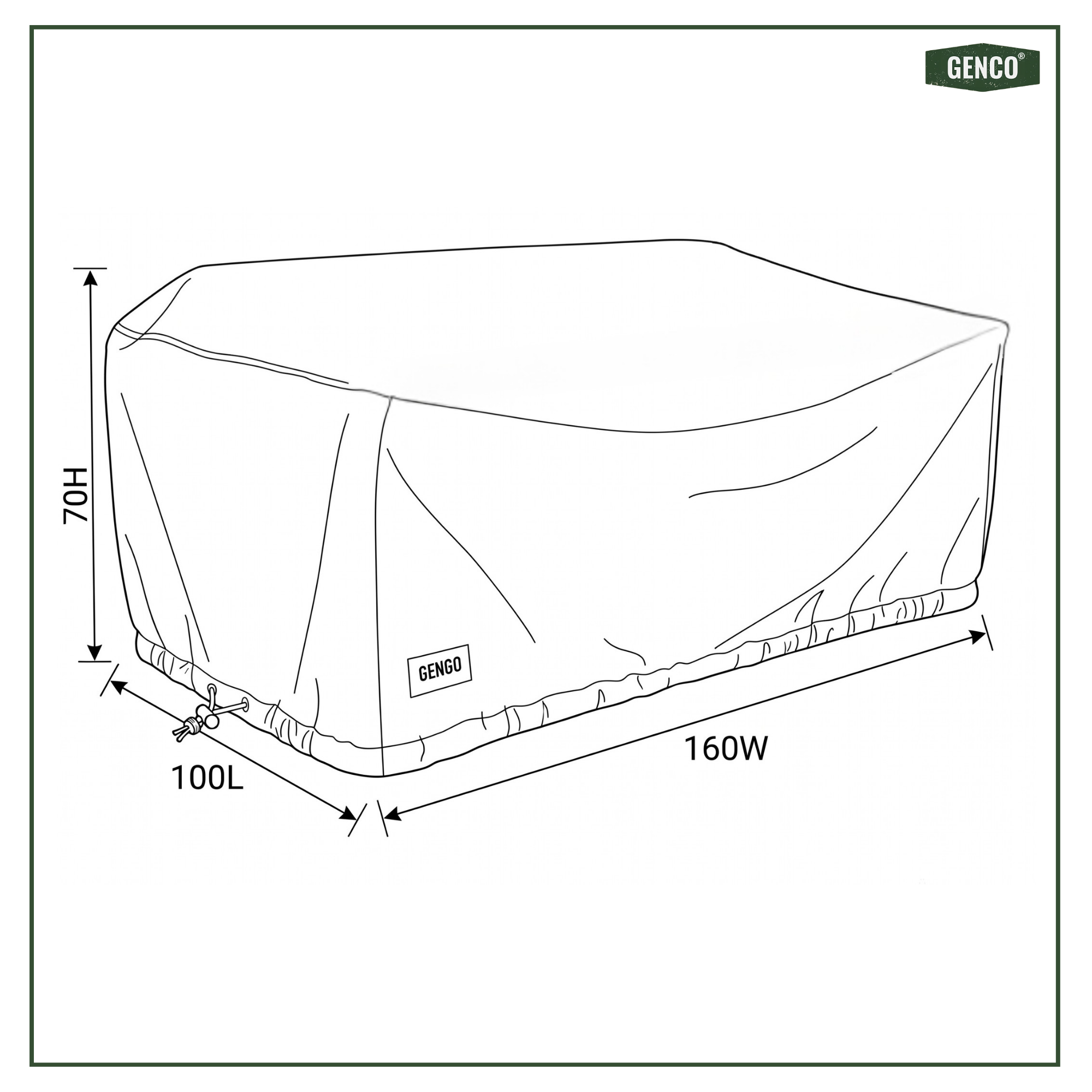 Outdoor Couch 2 Seater Heavy-Duty Waterproof Cover (100L X 160W X 70H)