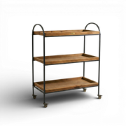 Arc XL | 3-Tier Wood & Iron Rack with Wheels & Brakes