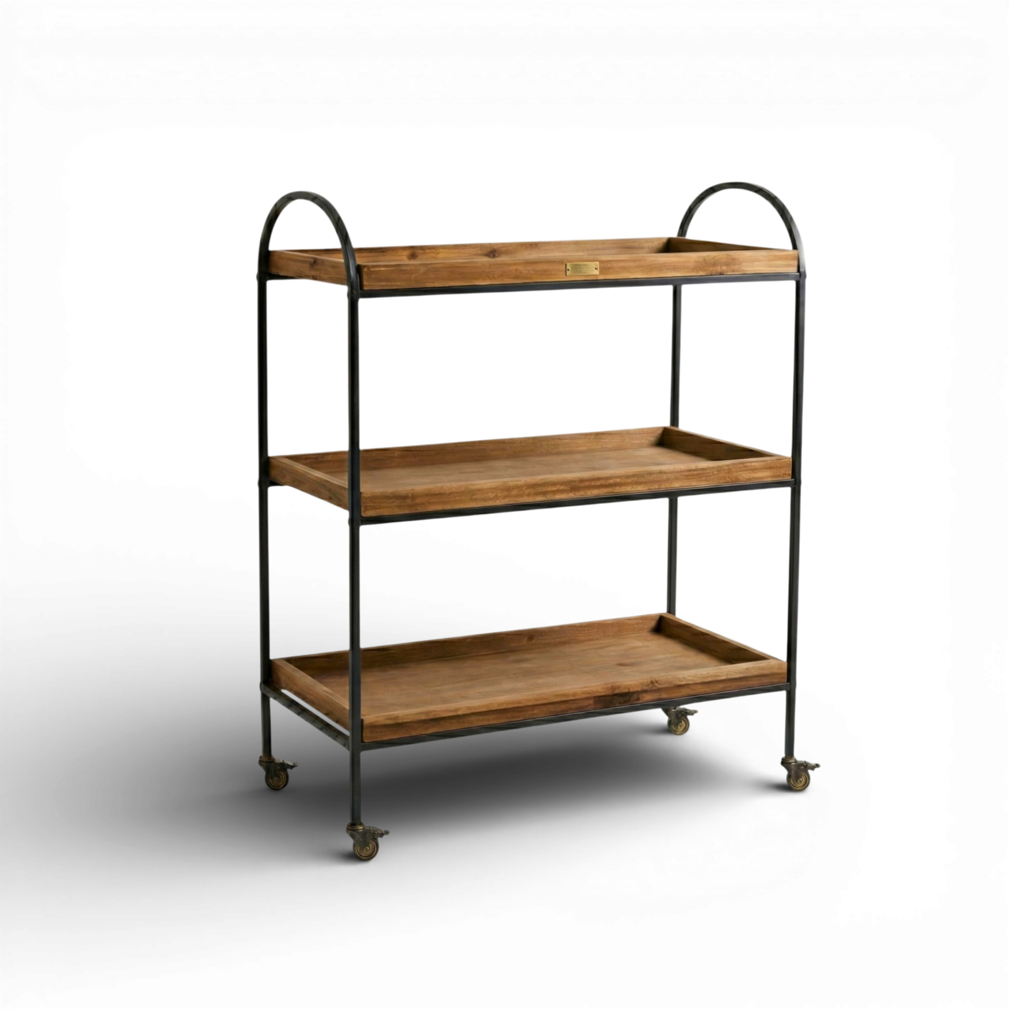 Arc XL | 3-Tier Wood & Iron Rack with Wheels & Brakes