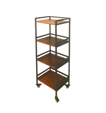 wood iron shelf 1500*1200*225〈ブラウン〉 Hudson | 4-Tier Iron & Wood Rack with Wheels & Brakes – Genco