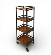 Hudson | 4-Tier Iron & Wood Rack with Wheels & Brakes