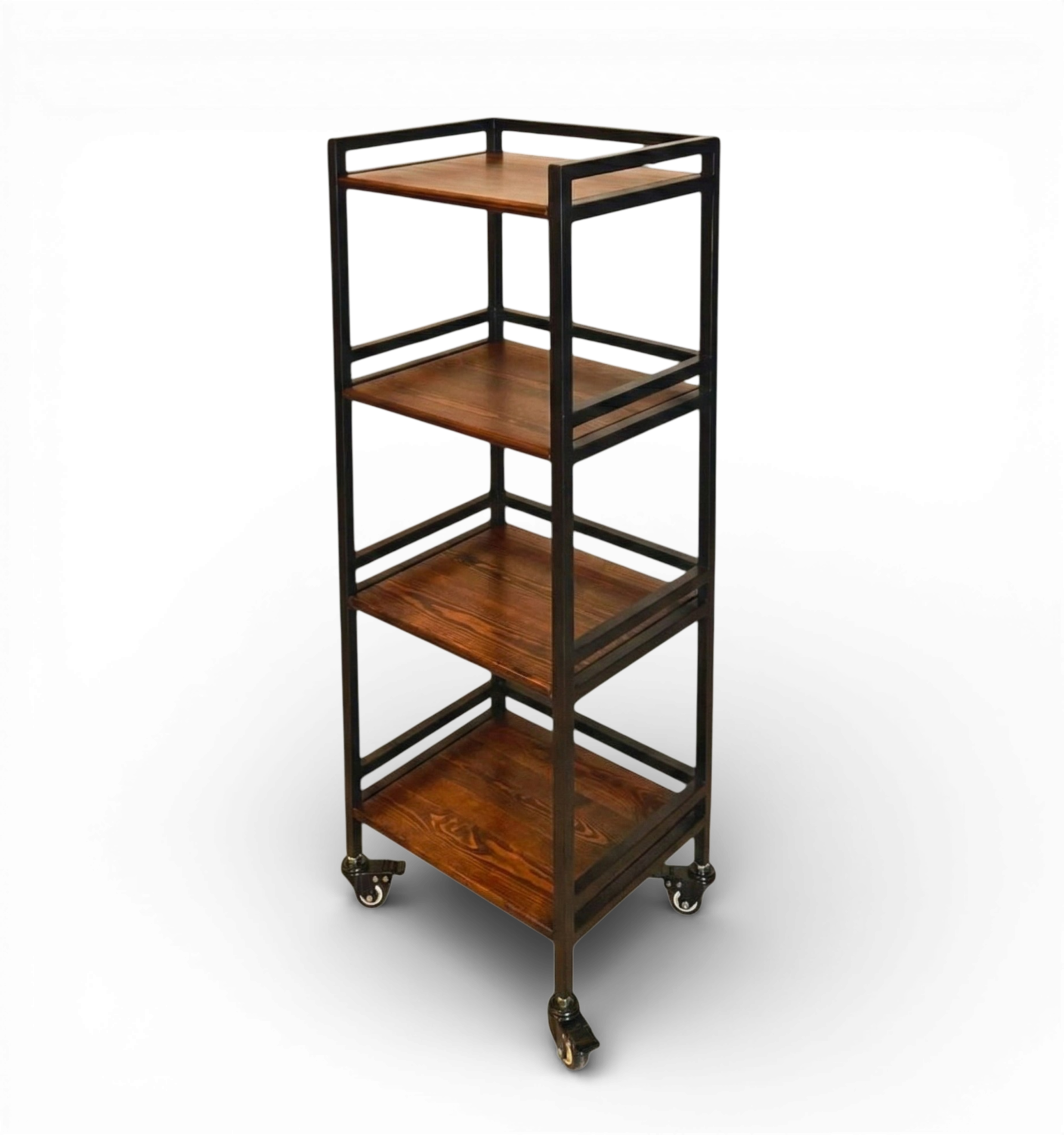 Hudson | 4-Tier Iron & Wood Rack with Wheels & Brakes