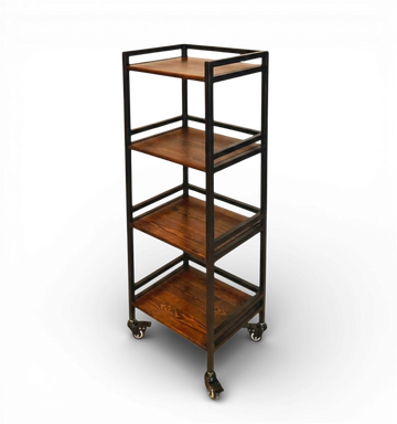 Hudson | 4-Tier Iron & Wood Rack with Wheels & Brakes