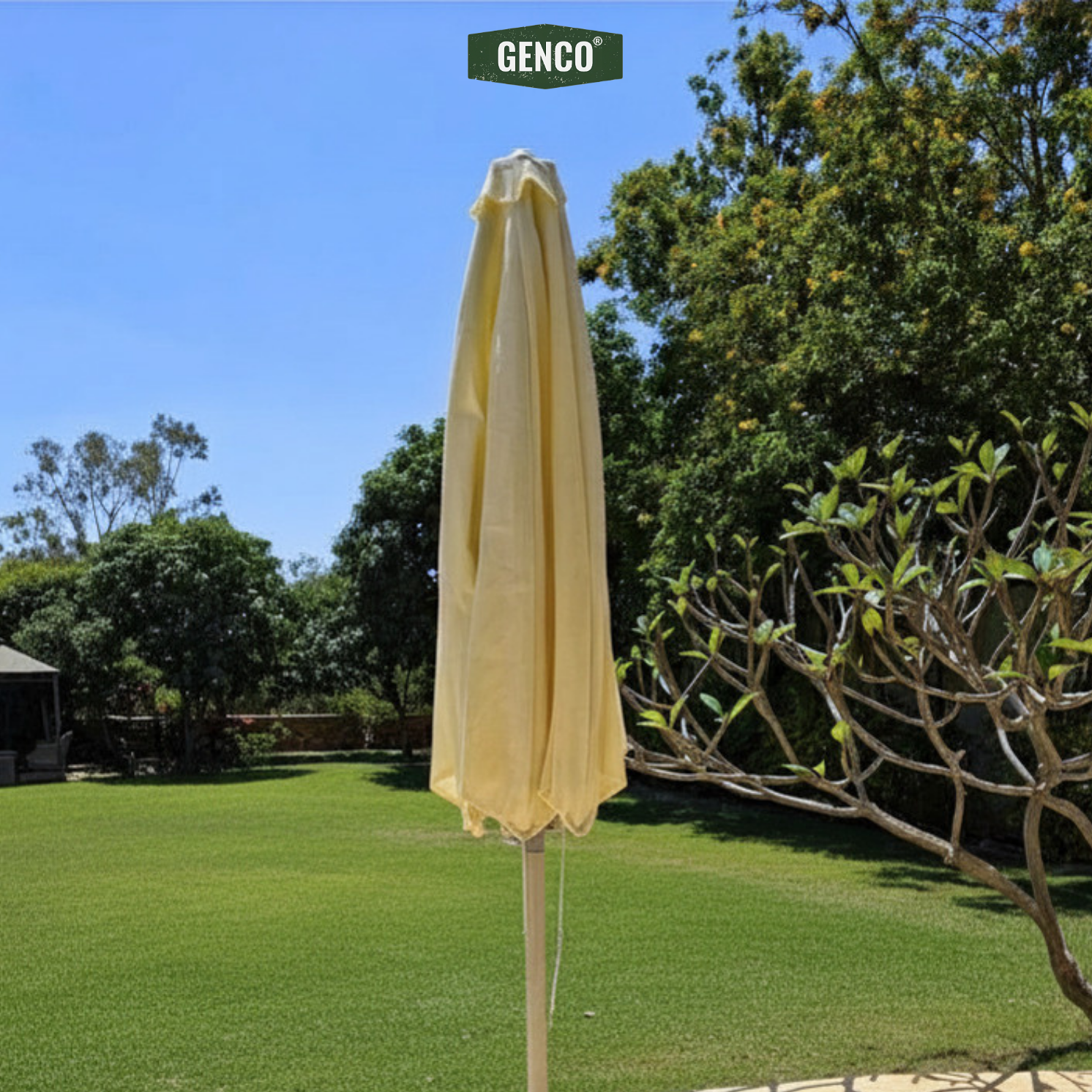 2.6m Aluminum Modern HDPE Mesh Umbrella – Easy-Pull Rope Mechanism | Without Base