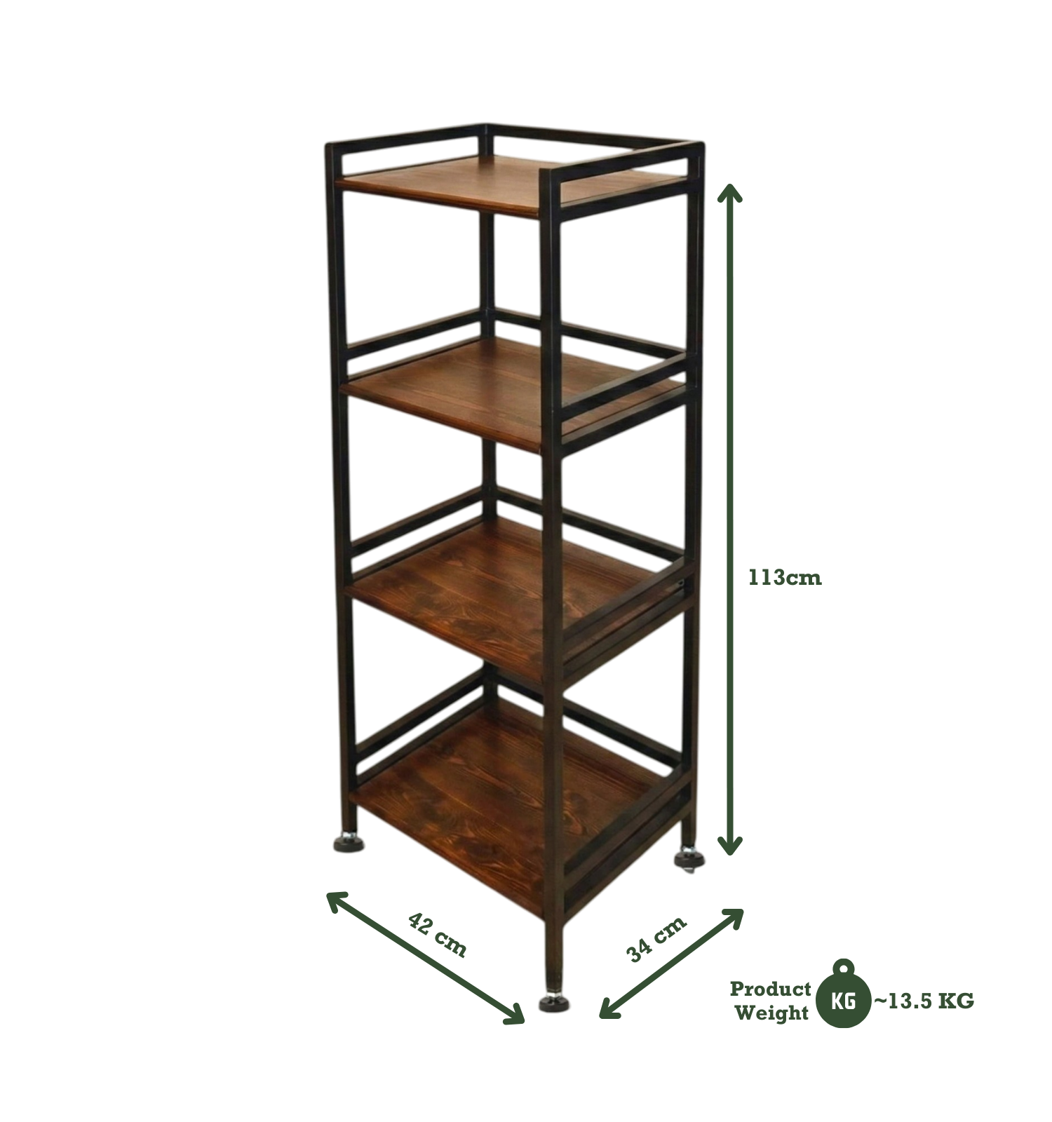 Hudson | 4-Tier Iron & Wood Rack