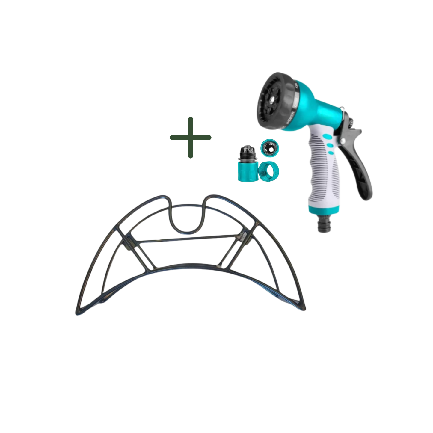 Bundle | Modern Garden Hose Wall Mount Holder + 9 Mode Spray Gun