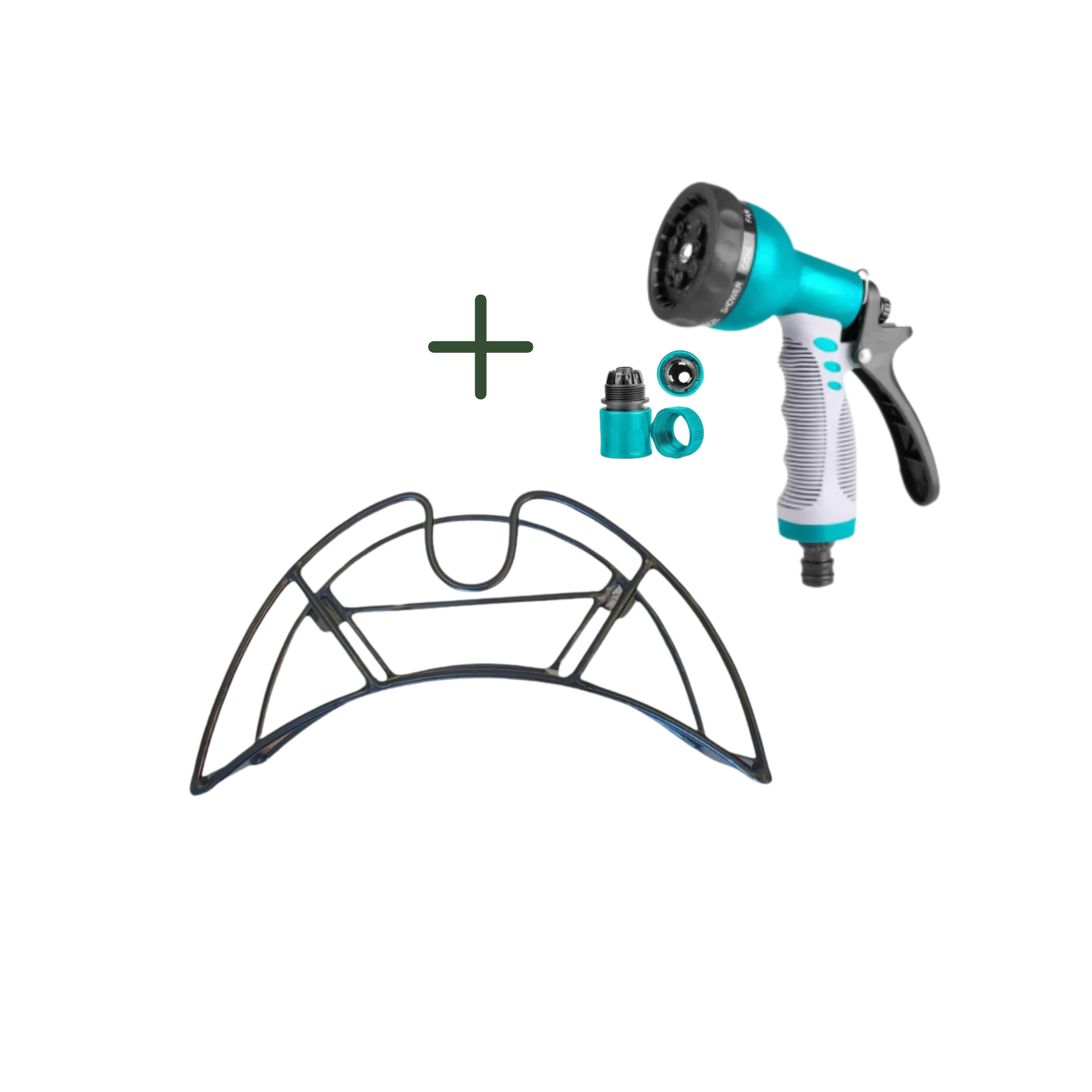 Bundle | Modern Garden Hose Wall Mount Holder + 9 Mode Spray Gun