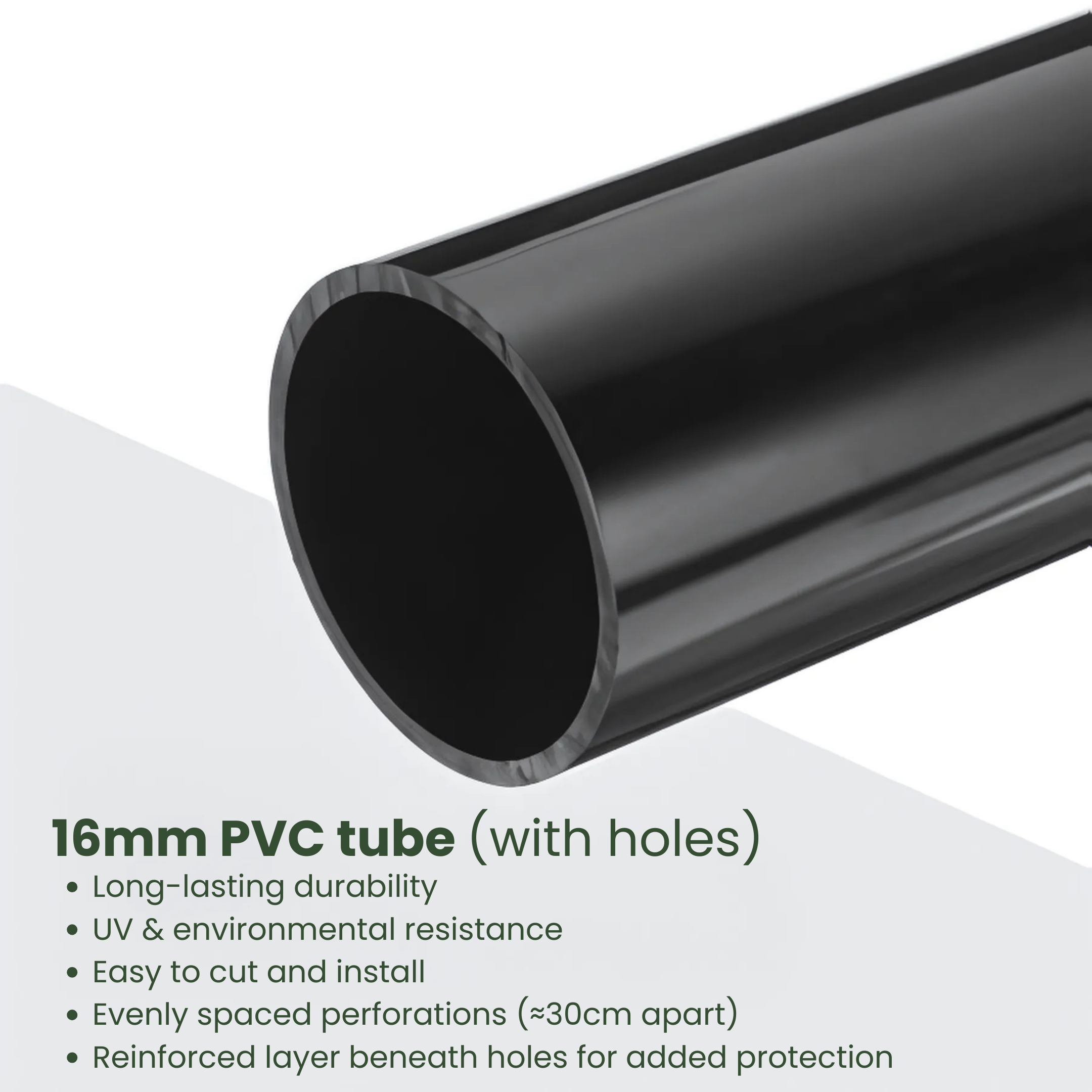 16mm PVC Pipe with Holes - 20m