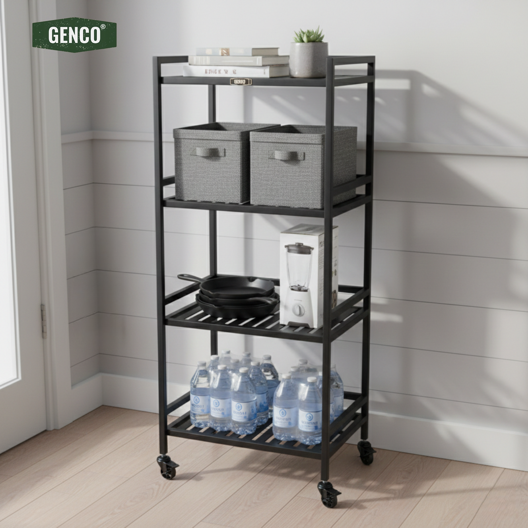Ridge | 4-Tier Iron Rack with Wheels & Brakes