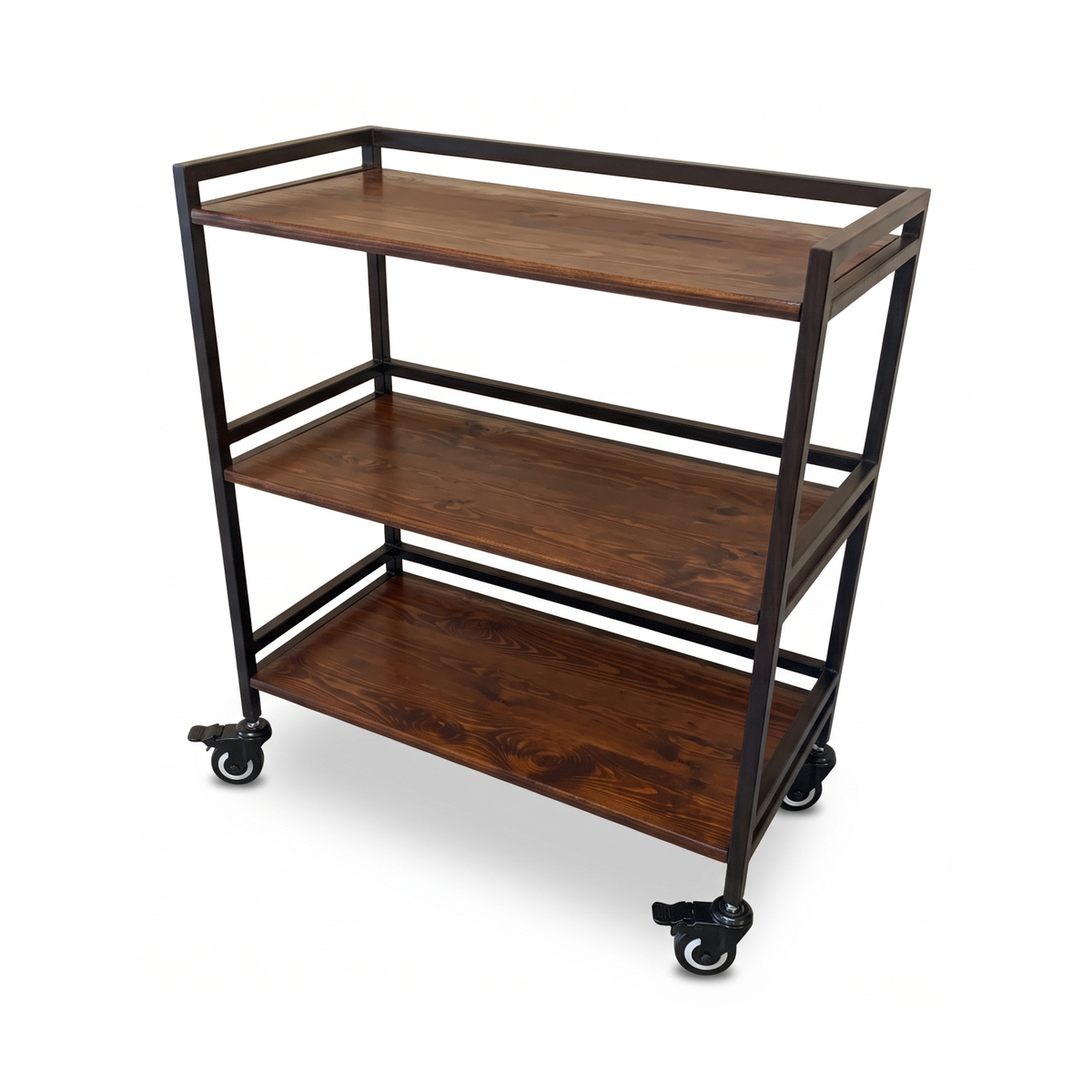 Hudson XL | 3-Tier Iron & Wood Rack with Wheels & Brakes