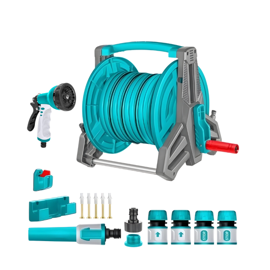 20m Wall-Mount Hose Reel with 9-Mode Sprayer - 1/2 Inch