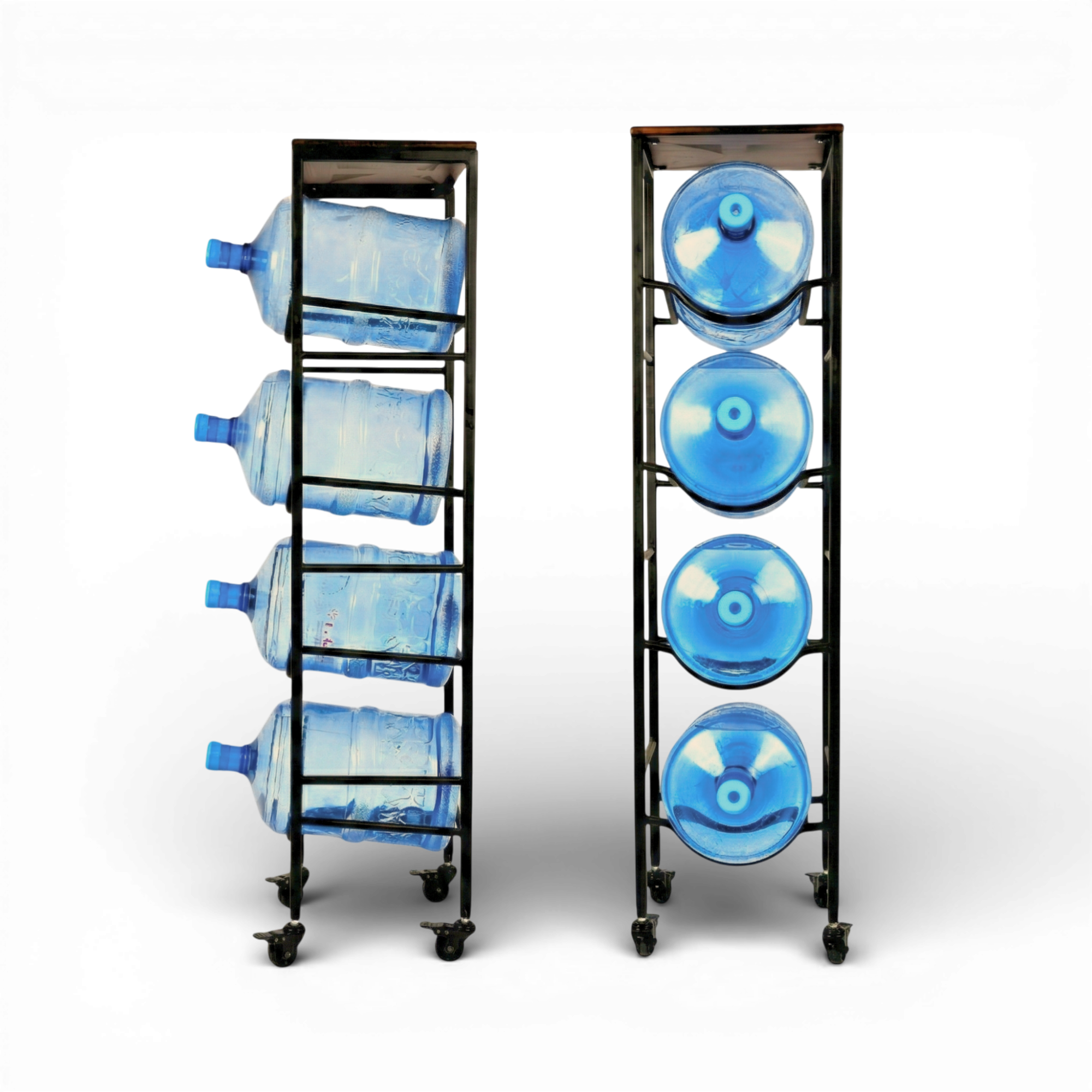 WaterRack Premium | 4-Tier with Natural Wood Shelf, Wheels & Brakes