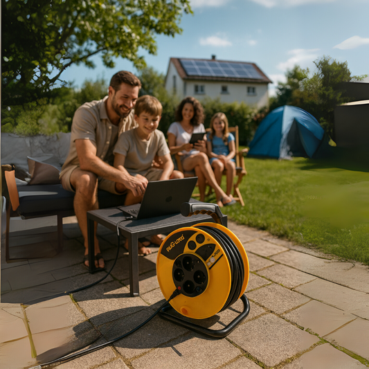 Heavy-Duty Cable Reel – 25m, Water-Resistant, 4 Sockets