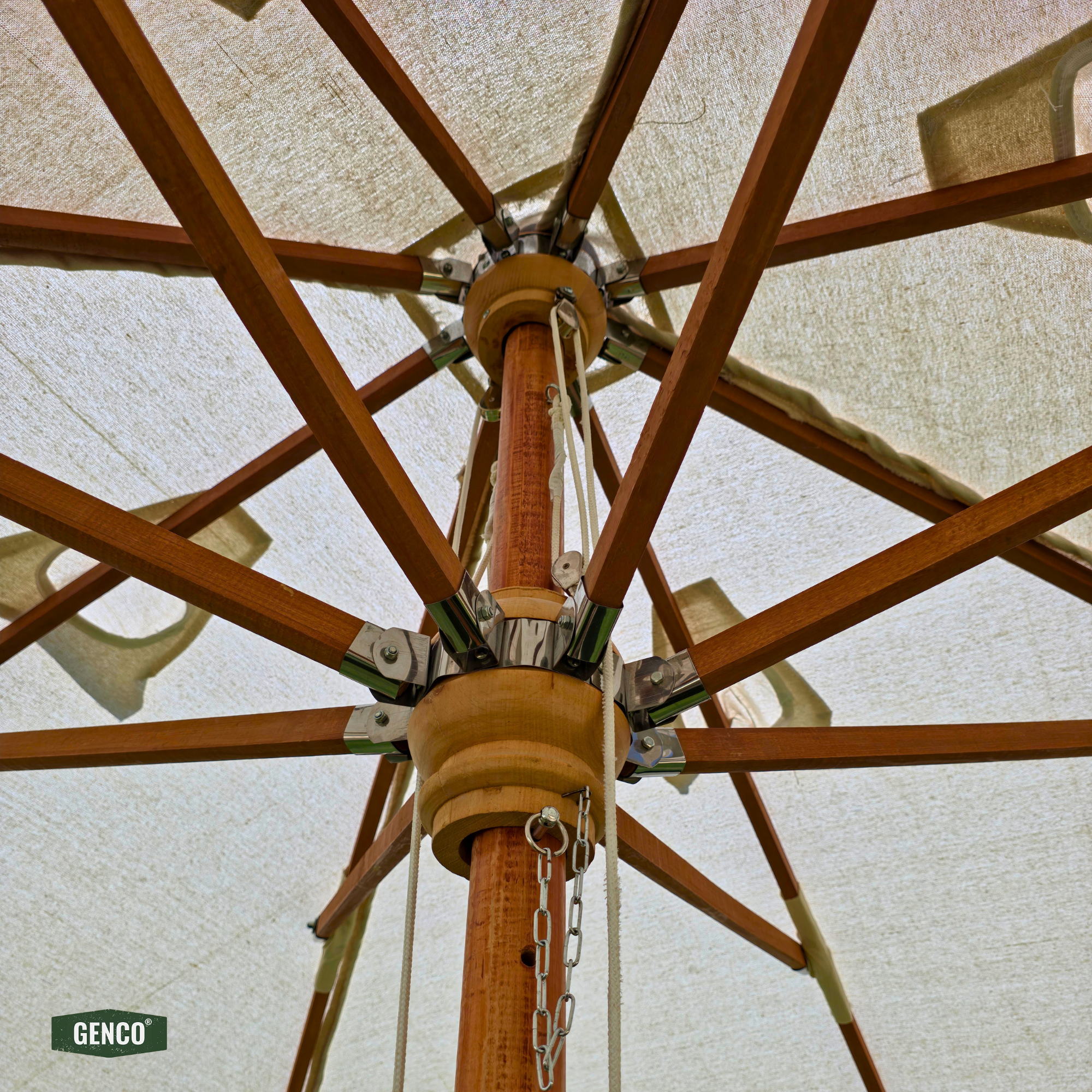4m Beechwood XL Umbrella – Easy-Pull Rope Mechanism | Without Base
