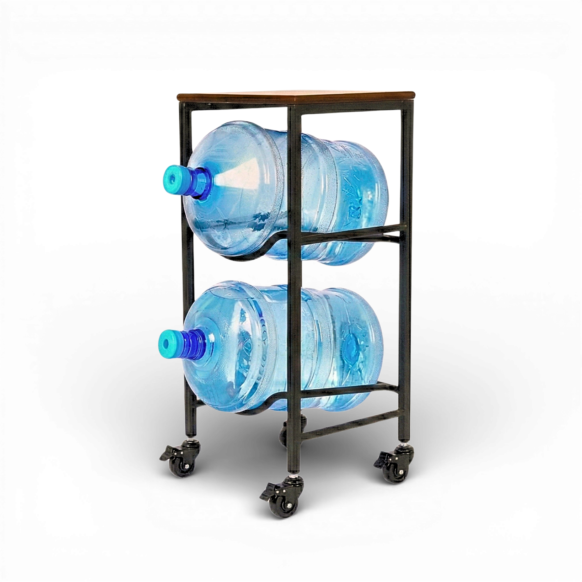 WaterRack Premium | 2-Tier with Natural Wood Shelf, Wheels & Brakes – Genco