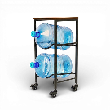 WaterRack Premium | 2-Tier with Natural Wood Shelf, Wheels & Brakes